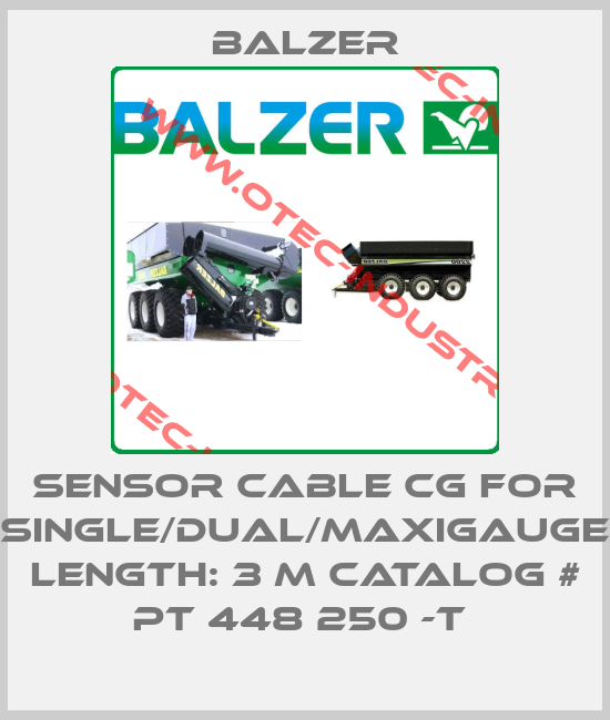 SENSOR CABLE CG FOR SINGLE/DUAL/MAXIGAUGE LENGTH: 3 M CATALOG # PT 448 250 -T -big