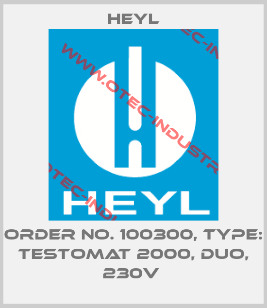 Order No. 100300, Type: Testomat 2000, DUO, 230V -big