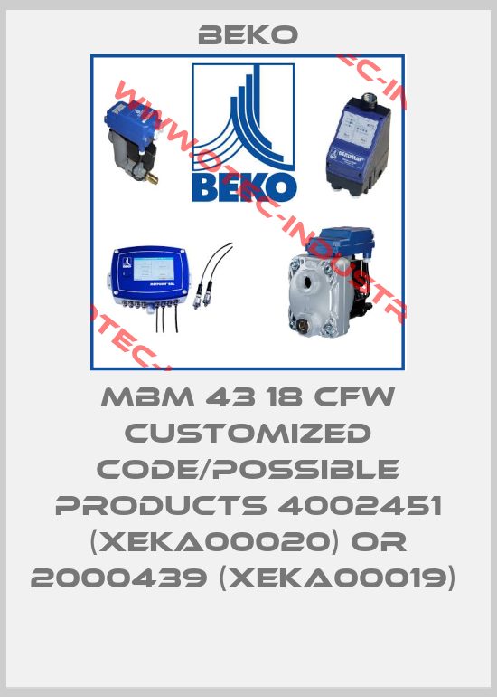 MBM 43 18 CFW customized code/possible products 4002451 (XEKA00020) or 2000439 (XEKA00019) -big