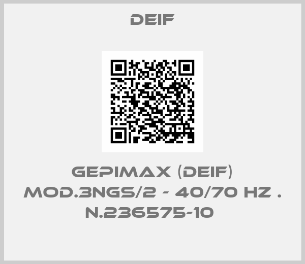 GEPIMAX (DEIF) MOD.3NGS/2 - 40/70 HZ . N.236575-10 -big
