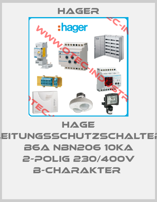 HAGE LEITUNGSSCHUTZSCHALTER B6A NBN206 10KA 2-POLIG 230/400V B-CHARAKTER -big