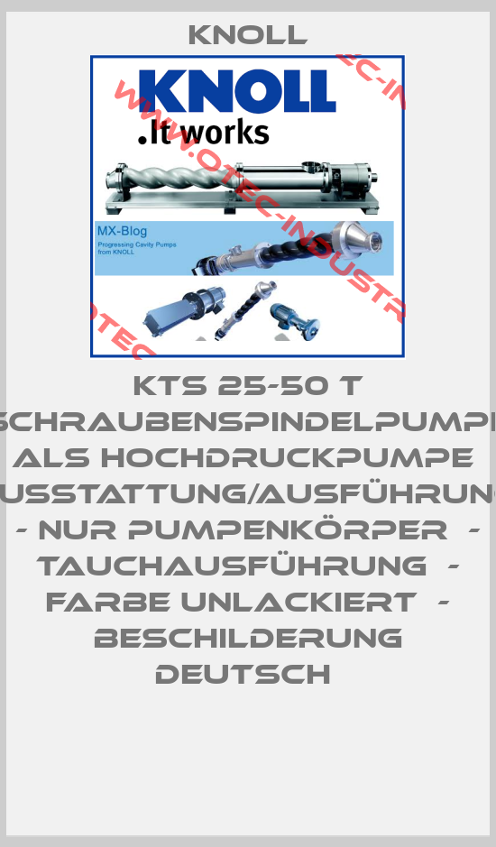 KTS 25-50 T Schraubenspindelpumpe  als Hochdruckpumpe  Ausstattung/Ausführung:  - nur Pumpenkörper  - Tauchausführung  - Farbe unlackiert  - Beschilderung deutsch -big