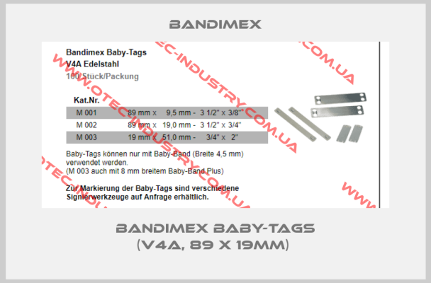 Bandimex Baby-Tags (V4A, 89 x 19mm) -big