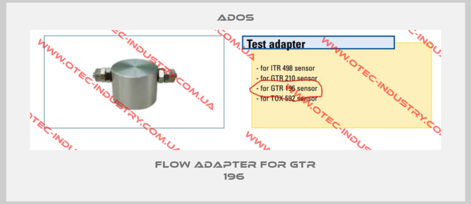 Flow adapter for GTR 196 -big