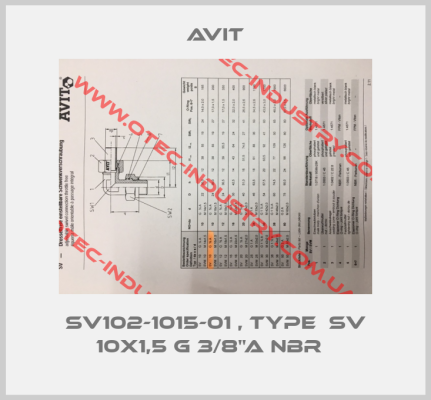 SV102-1015-01 , type  SV 10x1,5 G 3/8"A NBR  -big
