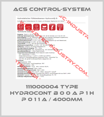 111000004 Type Hydrocont B 0 0 A P 1 H P 0 1 1 A / 4000mm-big