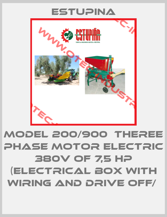 MODEL 200/900  THEREE PHASE MOTOR ELECTRIC 380V OF 7,5 HP (ELECTRICAL BOX WITH WIRING AND DRIVE OFF/ -big
