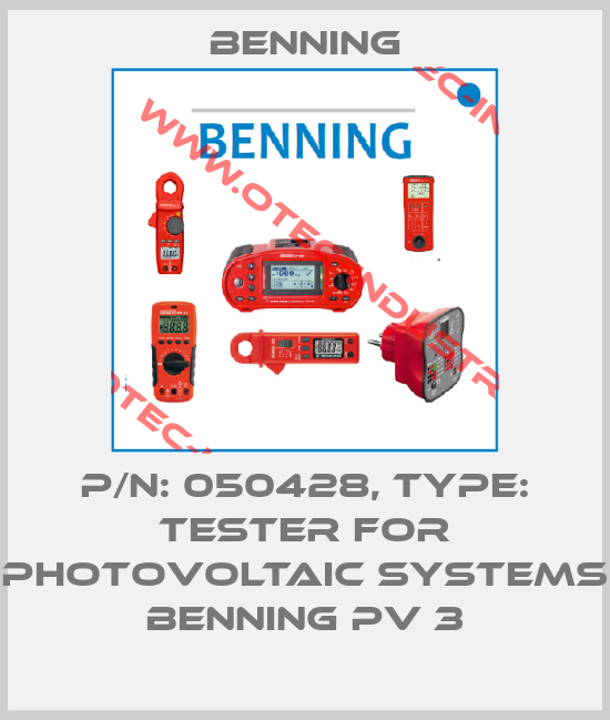 P/N: 050428, Type: Tester for Photovoltaic Systems BENNING PV 3-big