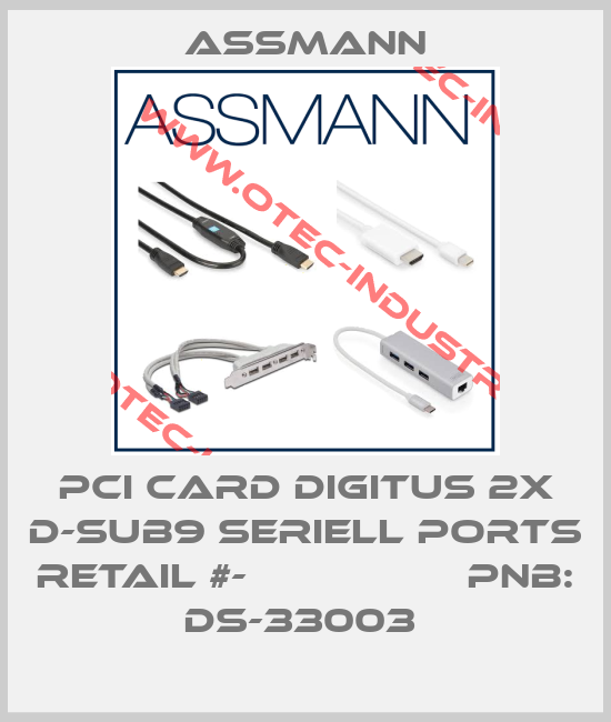 PCI CARD DIGITUS 2X D-SUB9 SERIELL PORTS RETAIL #-                  PNB: DS-33003 -big
