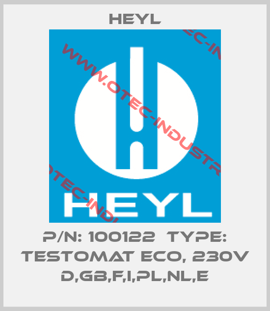 P/N: 100122  Type: Testomat ECO, 230V D,GB,F,I,PL,NL,E-big