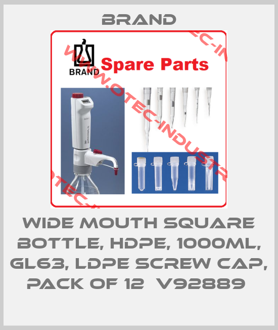 WIDE MOUTH SQUARE BOTTLE, HDPE, 1000ML, GL63, LDPE SCREW CAP, PACK OF 12  V92889 -big