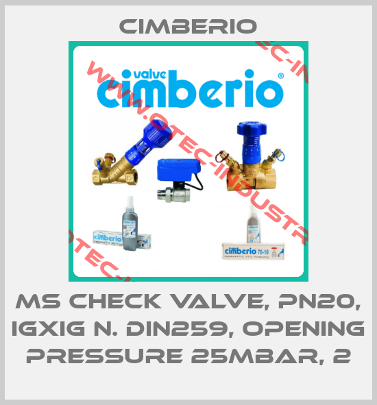 MS check valve, PN20, IGXiG n. DIN259, opening pressure 25mbar, 2-big