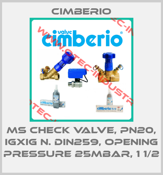 MS check valve, PN20, IGXiG n. DIN259, opening pressure 25mbar, 1 1/2-big