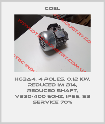 H63A4, 4 poles, 0.12 Kw, reduced IM B14, reduced shaft, V230/400 50Hz, IP55, S3 service 70%-big