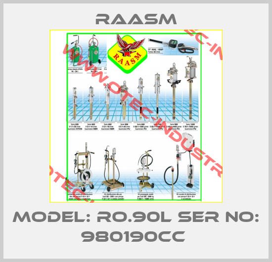 Model: RO.90L Ser No: 980190CC -big